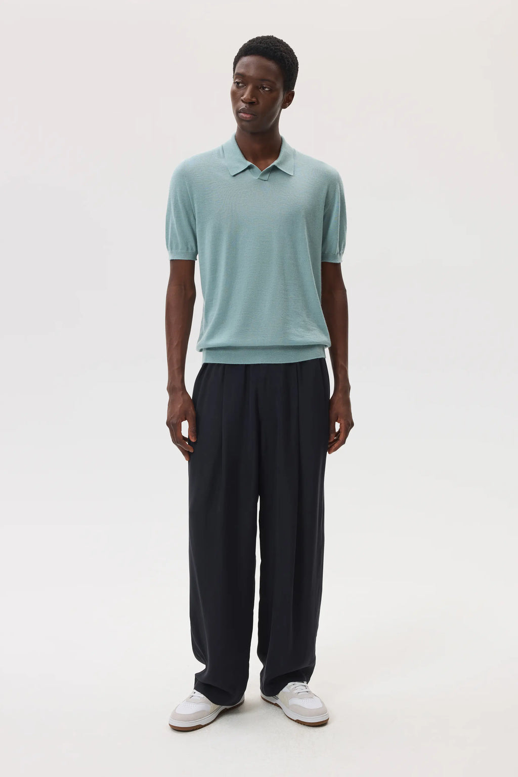 Johnstons of Elgin - Superfine Cashmere Light Green Polo Shirt