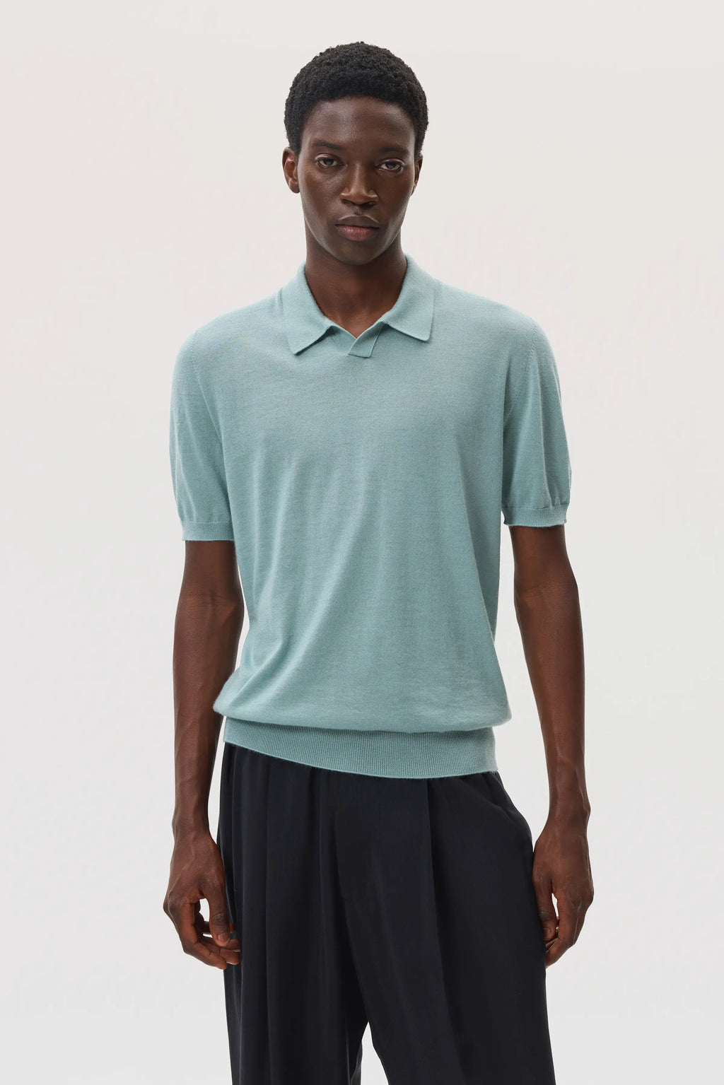 Johnstons of Elgin - Superfine Cashmere Light Green Polo Shirt