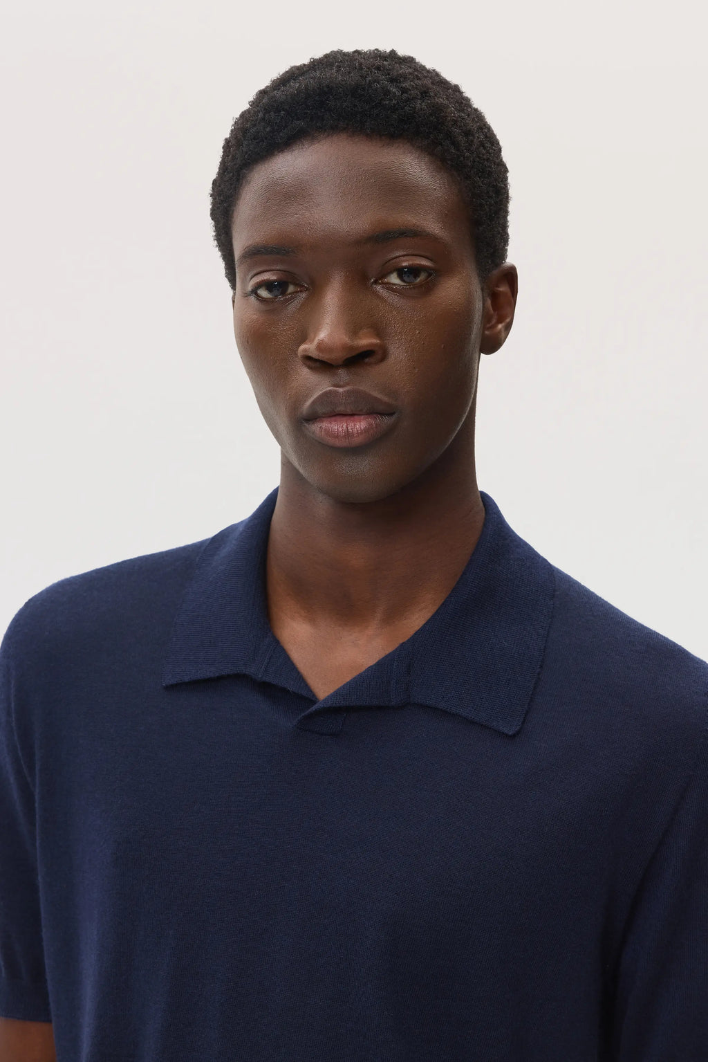 Johnstons of Elgin - Superfine Cashmere Navy Polo Shirt