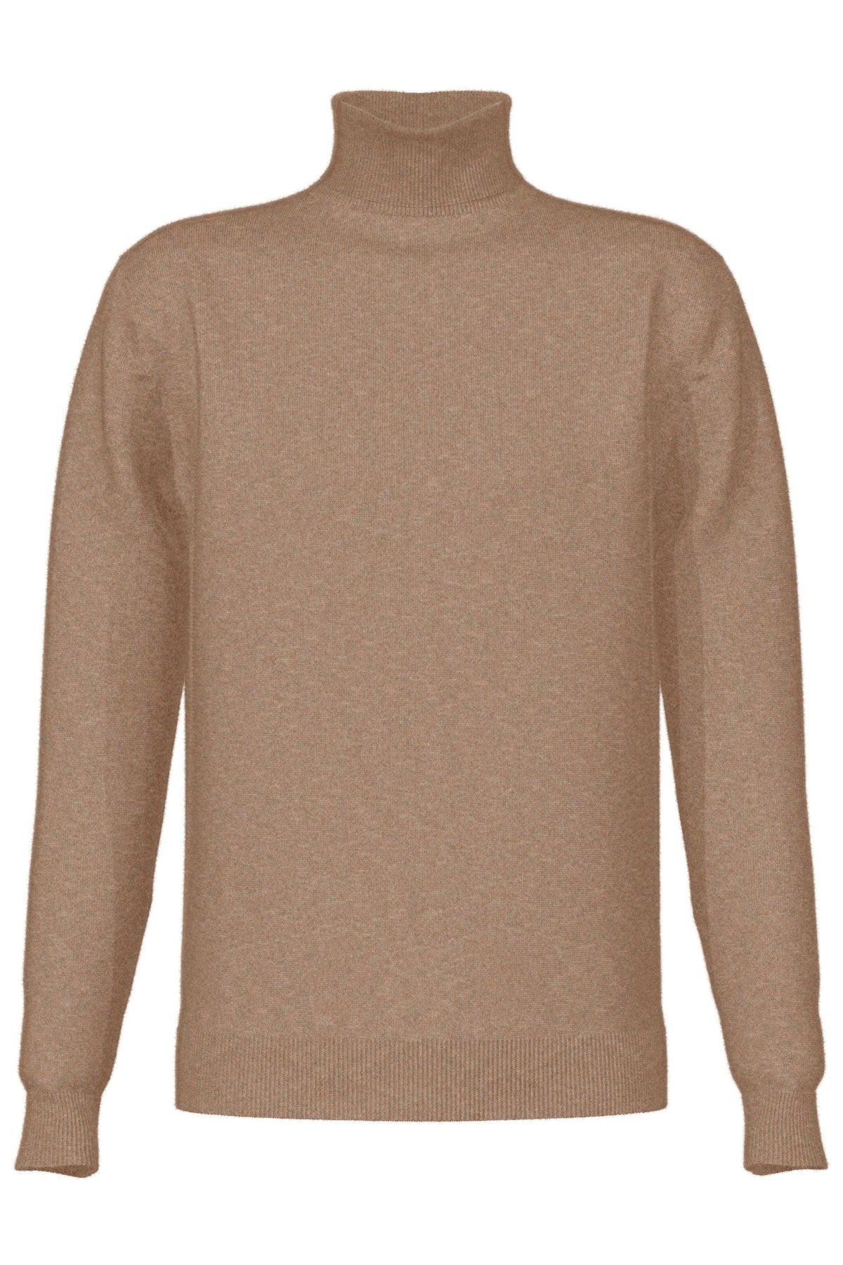 Johnstons of Elgin - Classic Cashmere Roll Neck Light Brown Jumper