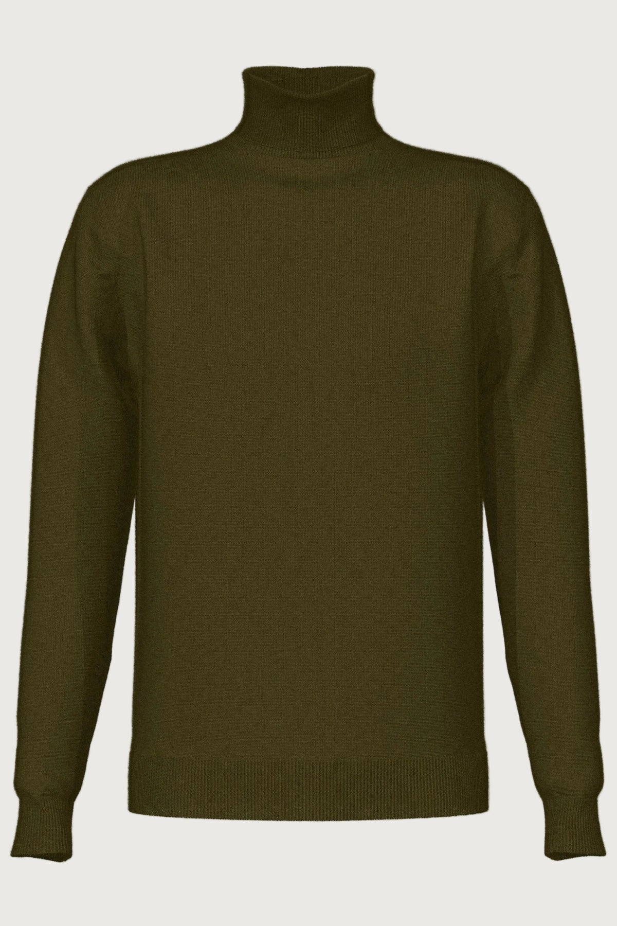 Johnstons of Elgin - Olive Green Cashmere Roll Neck Jumper