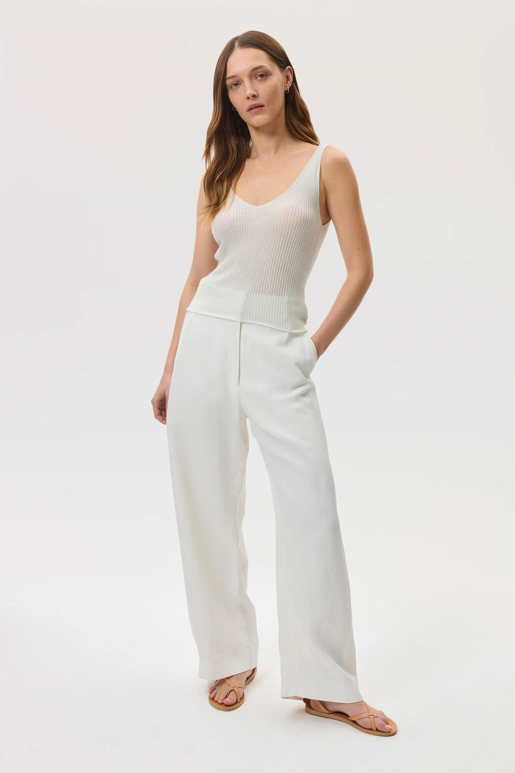 Johnstons of Elgin - Ribbed Superfine White Cashmere Vest