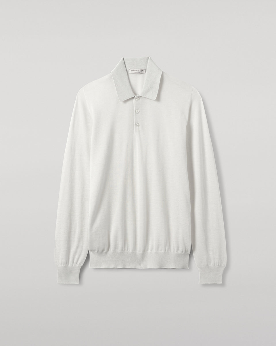 Johnstons of Elgin - White Superfine Cashmere Polo Shirt