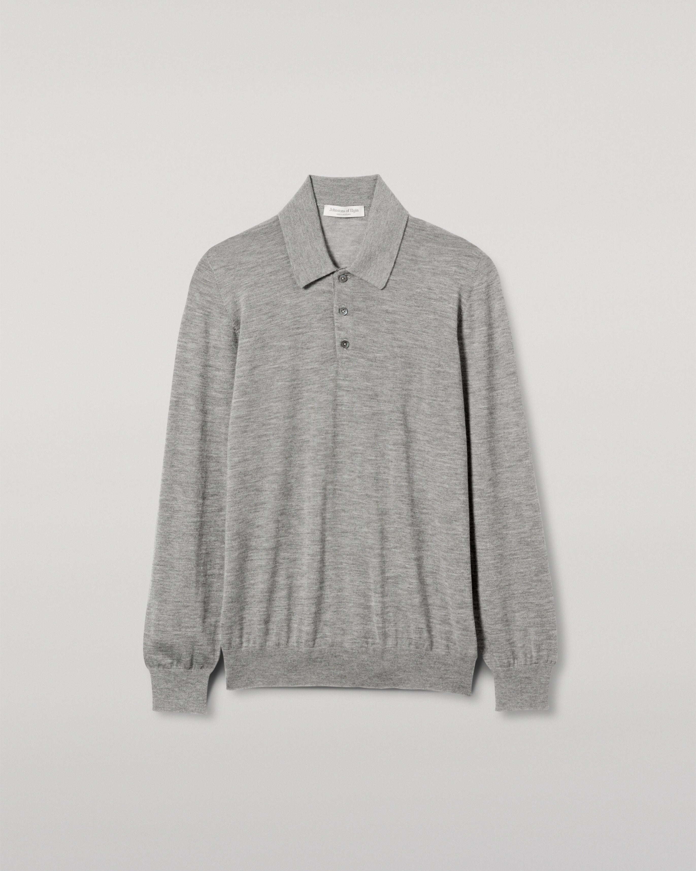 Johnstons of Elgin - Fin Grey Superfine Cashmere Polo Shirt