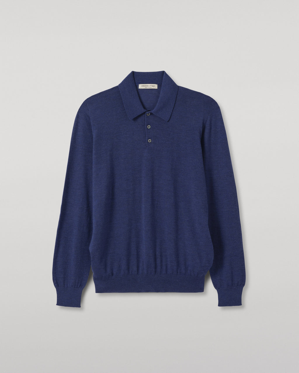Johnstons of Elgin - Fin Blue Superfine Cashmere Polo Shirt