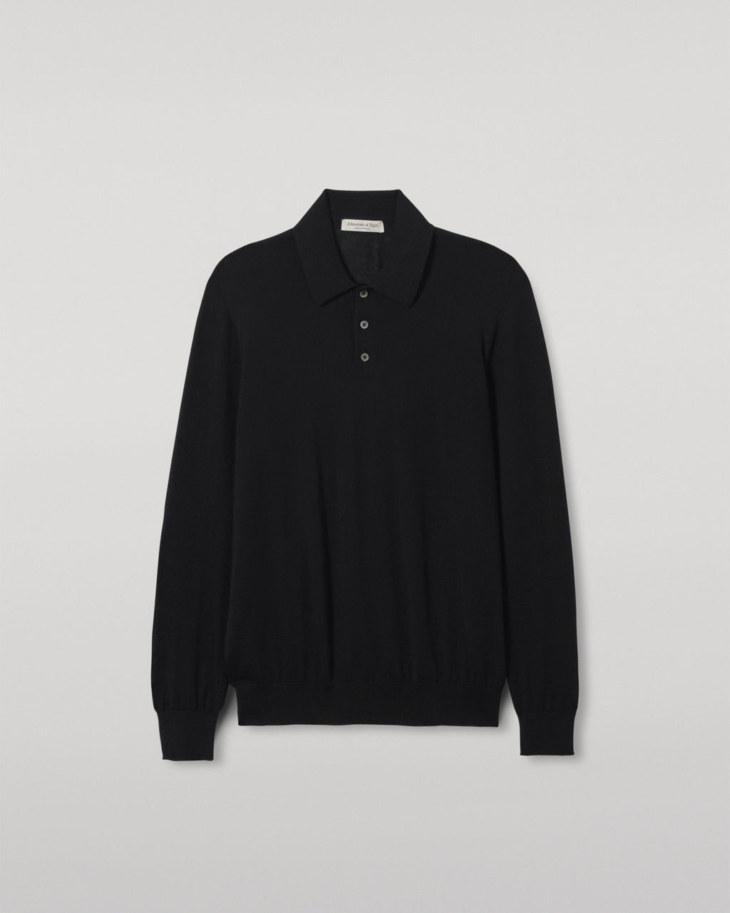 Johnstons of Elgin - Fin Black Superfine Cashmere Polo Shirt