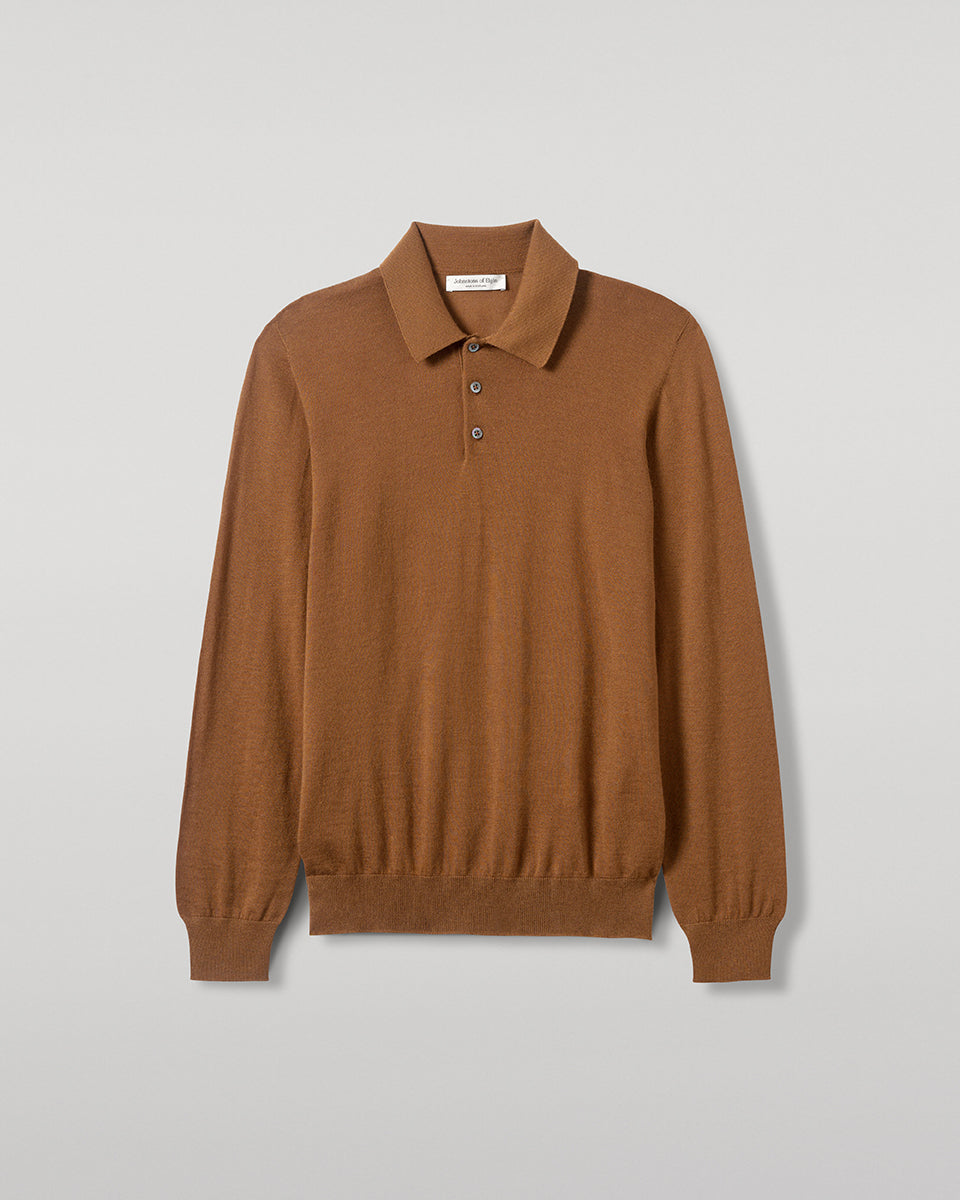 Johnstons of Elgin - Dark Camel Superfine Cashmere Polo Shirt
