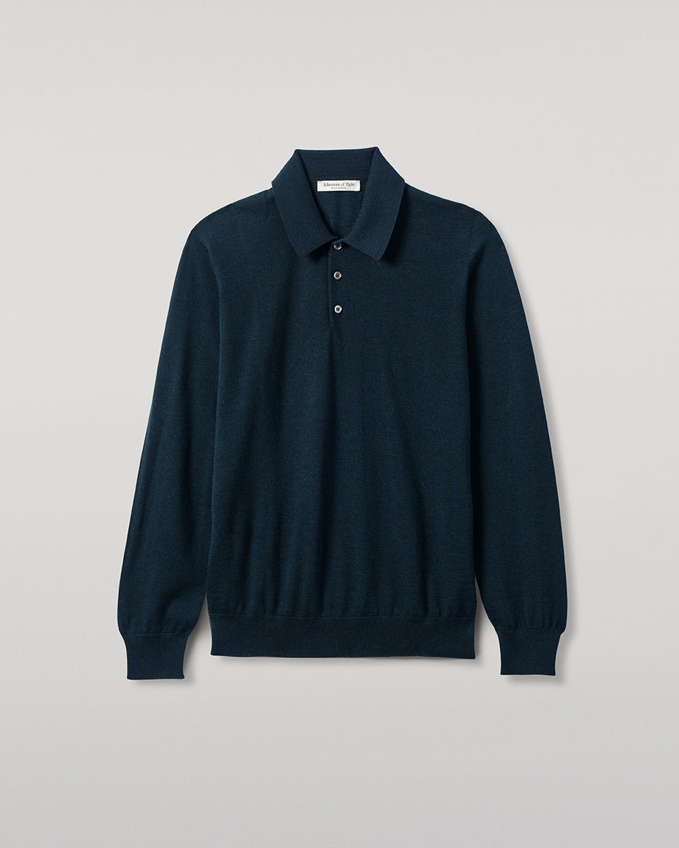 Johnstons of Elgin - Bottle Green Superfine Cashmere Polo Shirt