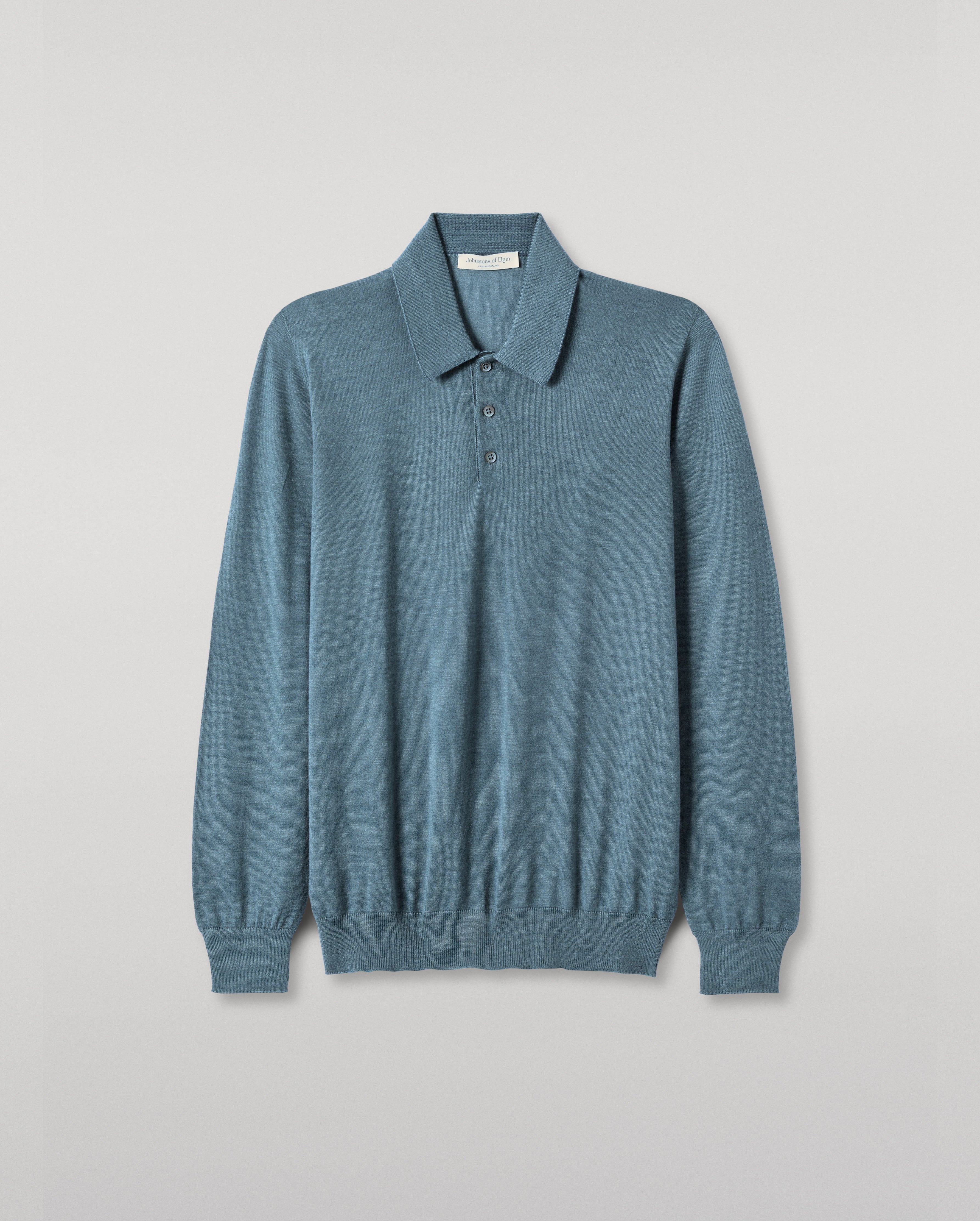 Johnstons of Elgin - Fin Blue Superfine Cashmere Polo Shirt