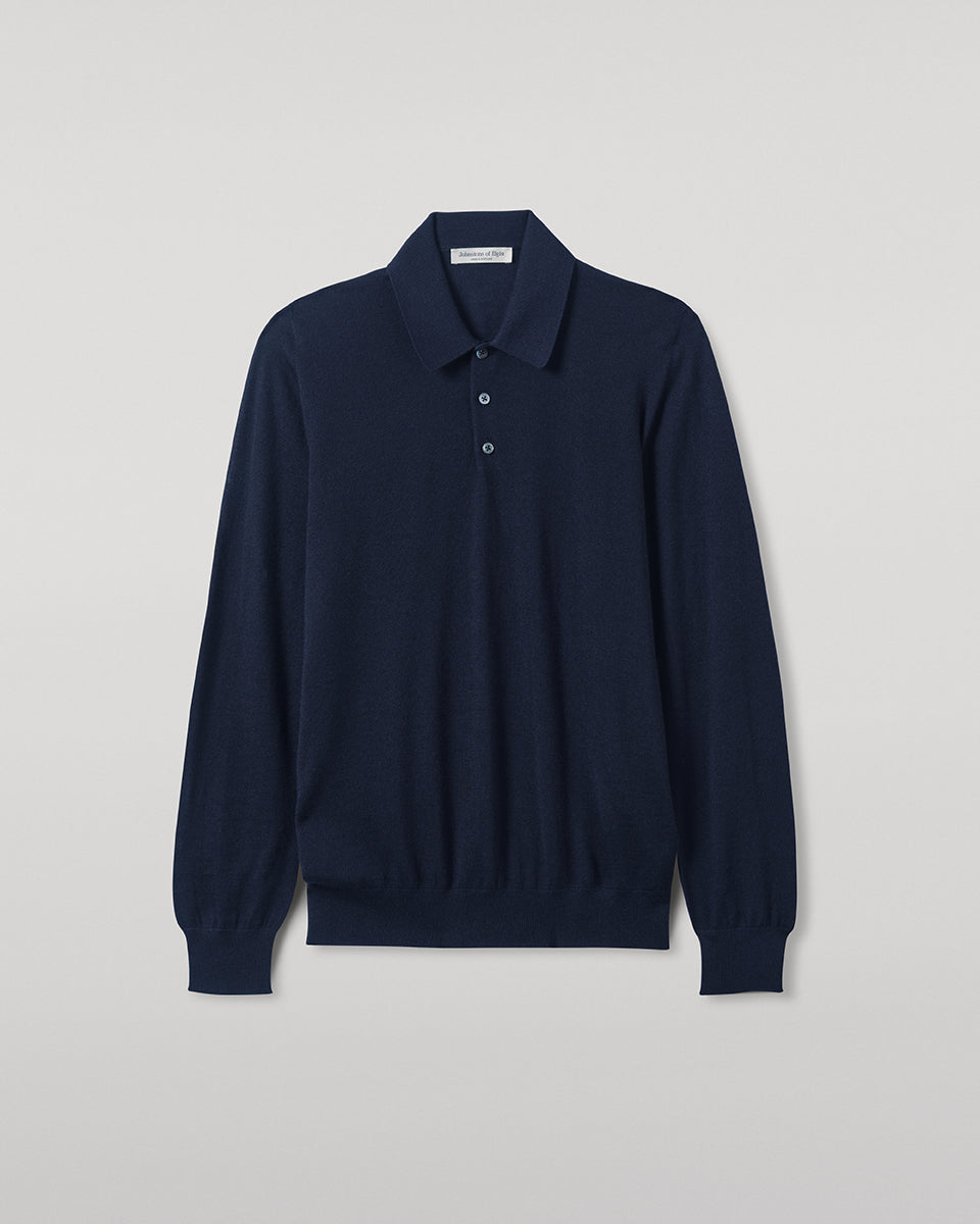 Johnstons of Elgin - Fin Dark Navy Superfine Cashmere Polo Shirt