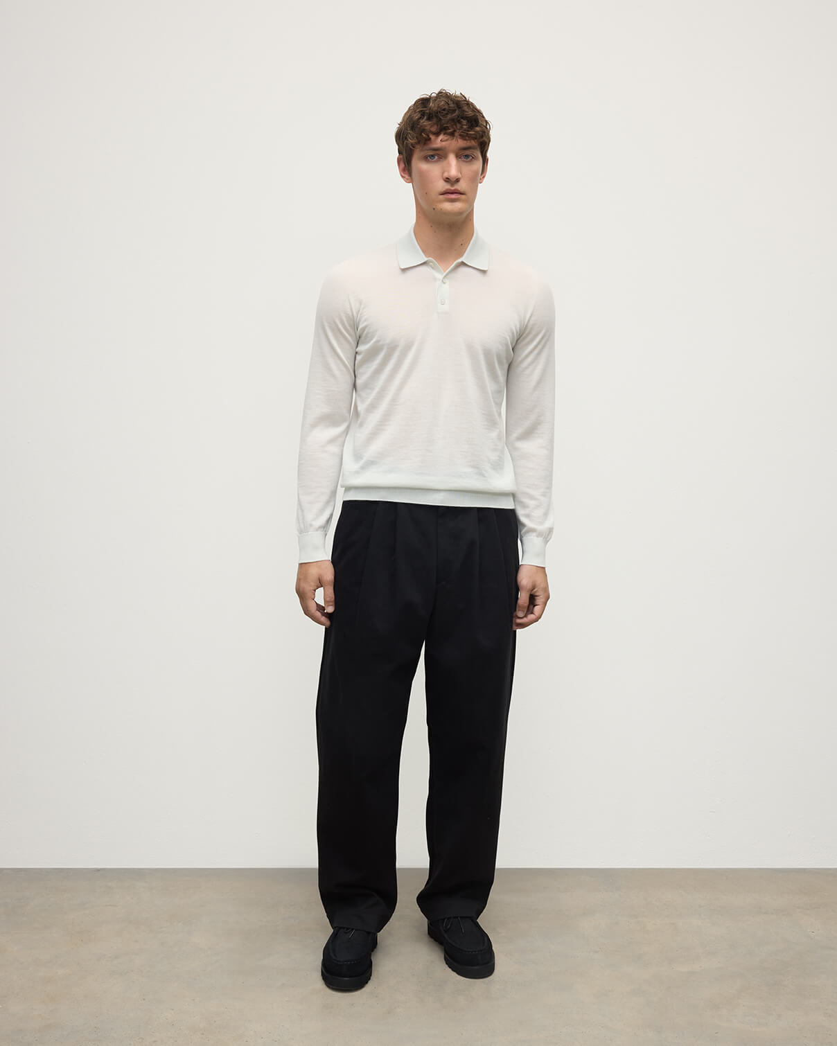 Johnstons of Elgin - White Superfine Cashmere Polo Shirt