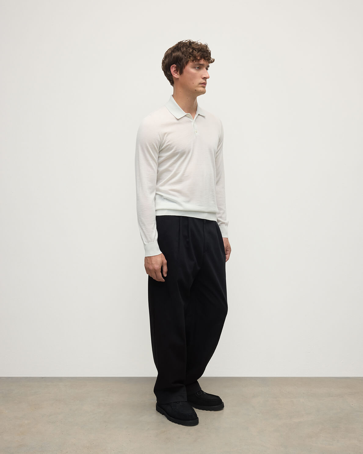 Johnstons of Elgin - White Superfine Cashmere Polo Shirt
