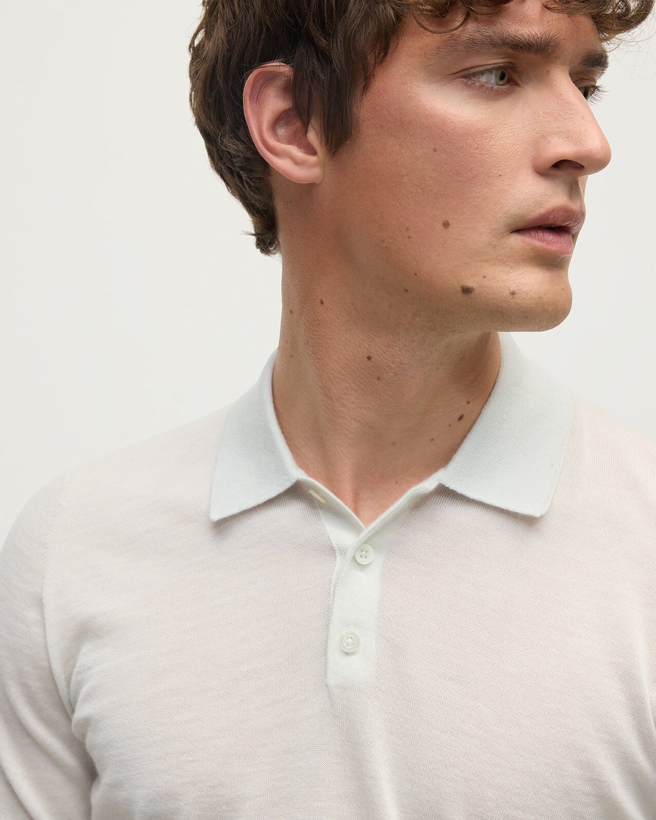 Johnstons of Elgin - White Superfine Cashmere Polo Shirt