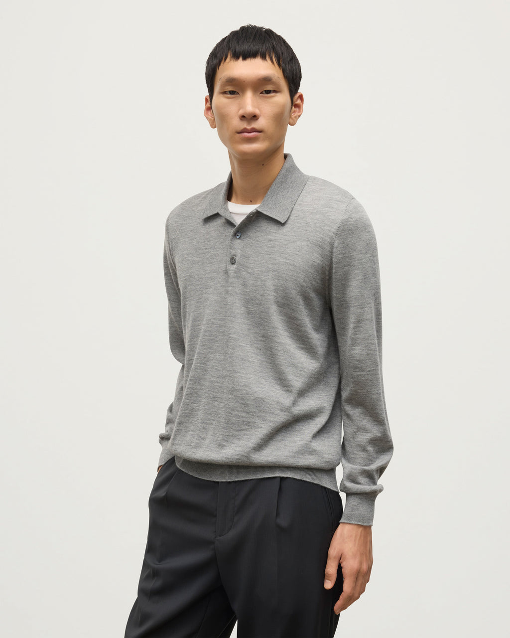 Johnstons of Elgin - Fin Grey Superfine Cashmere Polo Shirt