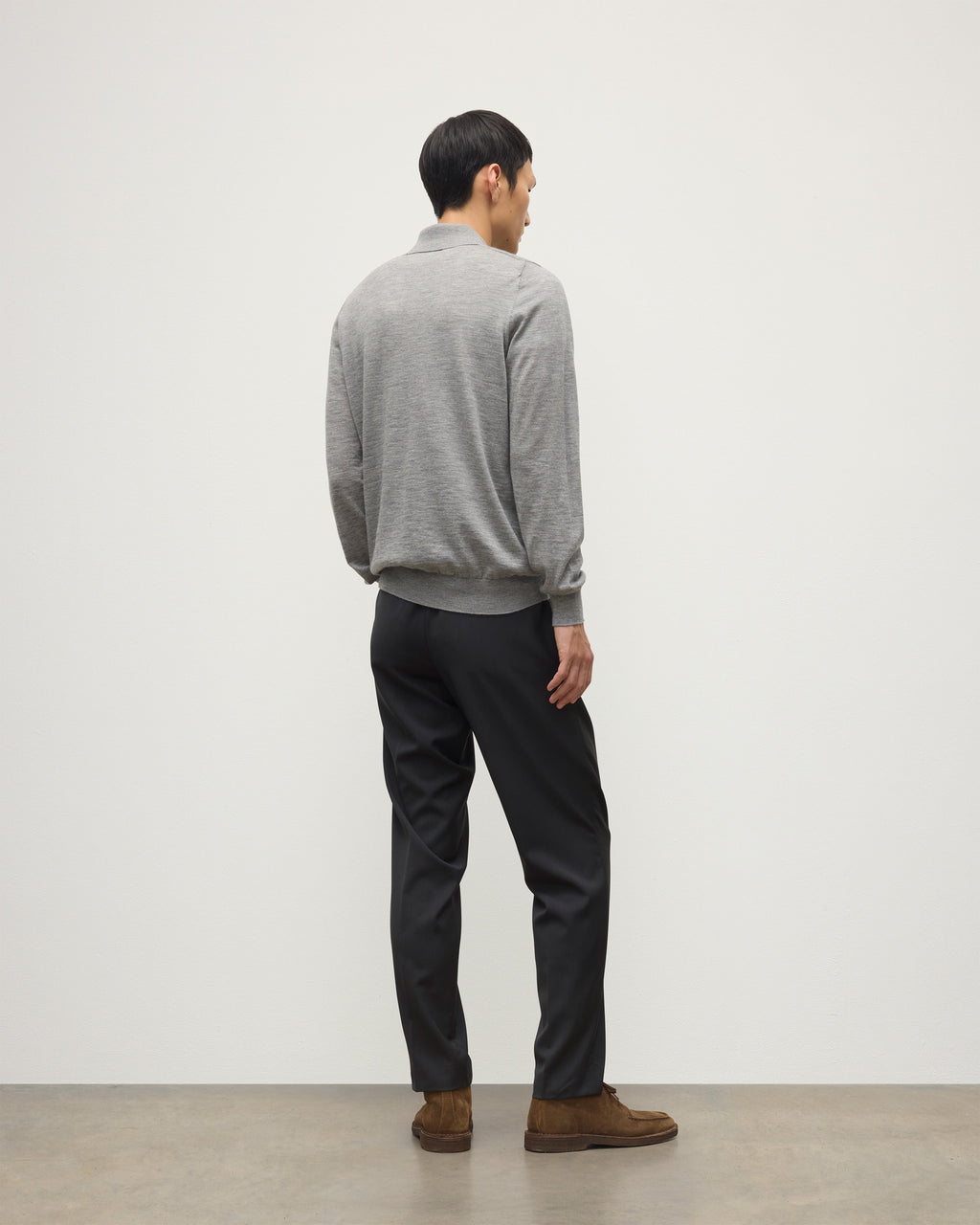 Johnstons of Elgin - Fin Grey Superfine Cashmere Polo Shirt