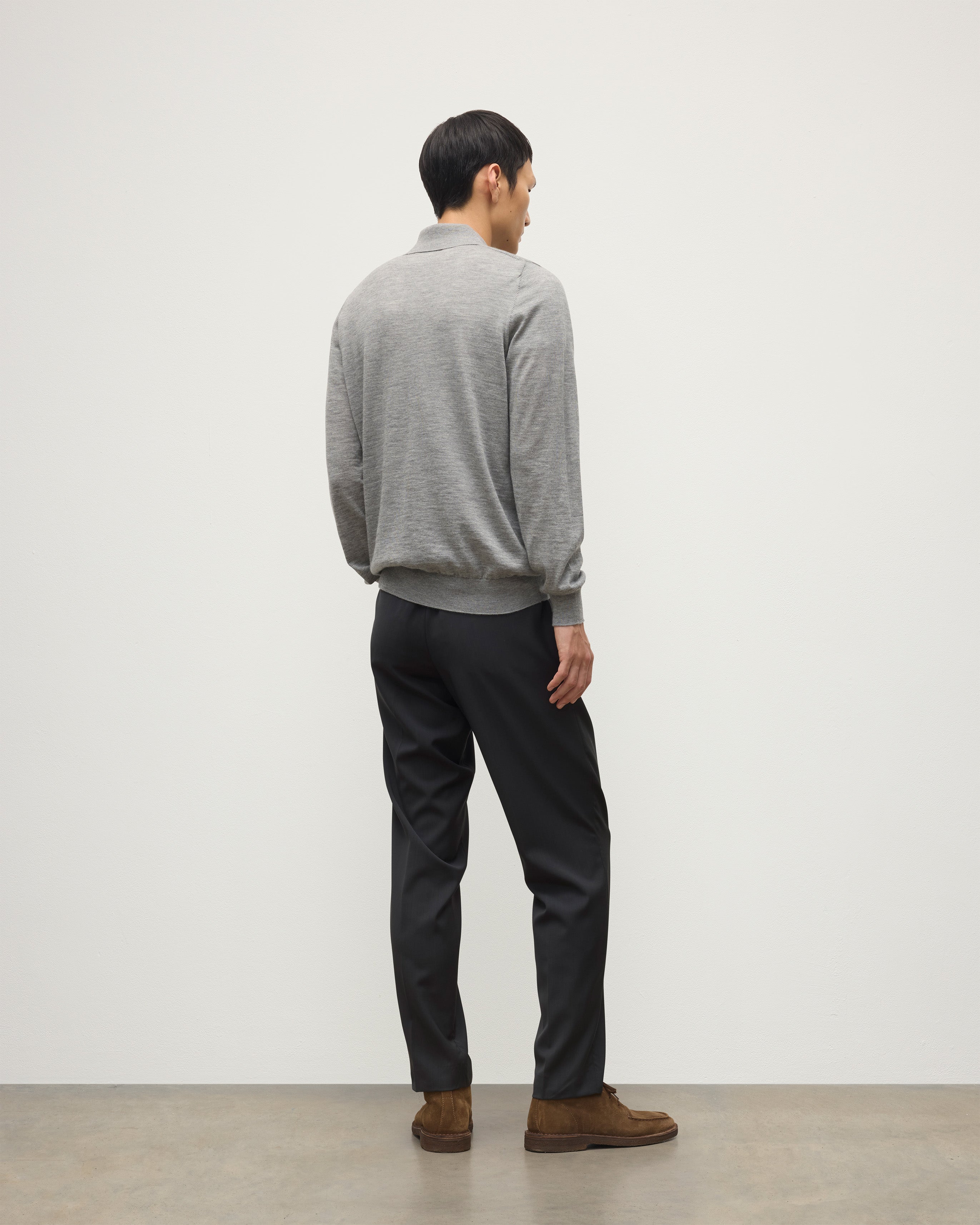 Johnstons of Elgin - Fin Grey Superfine Cashmere Polo Shirt