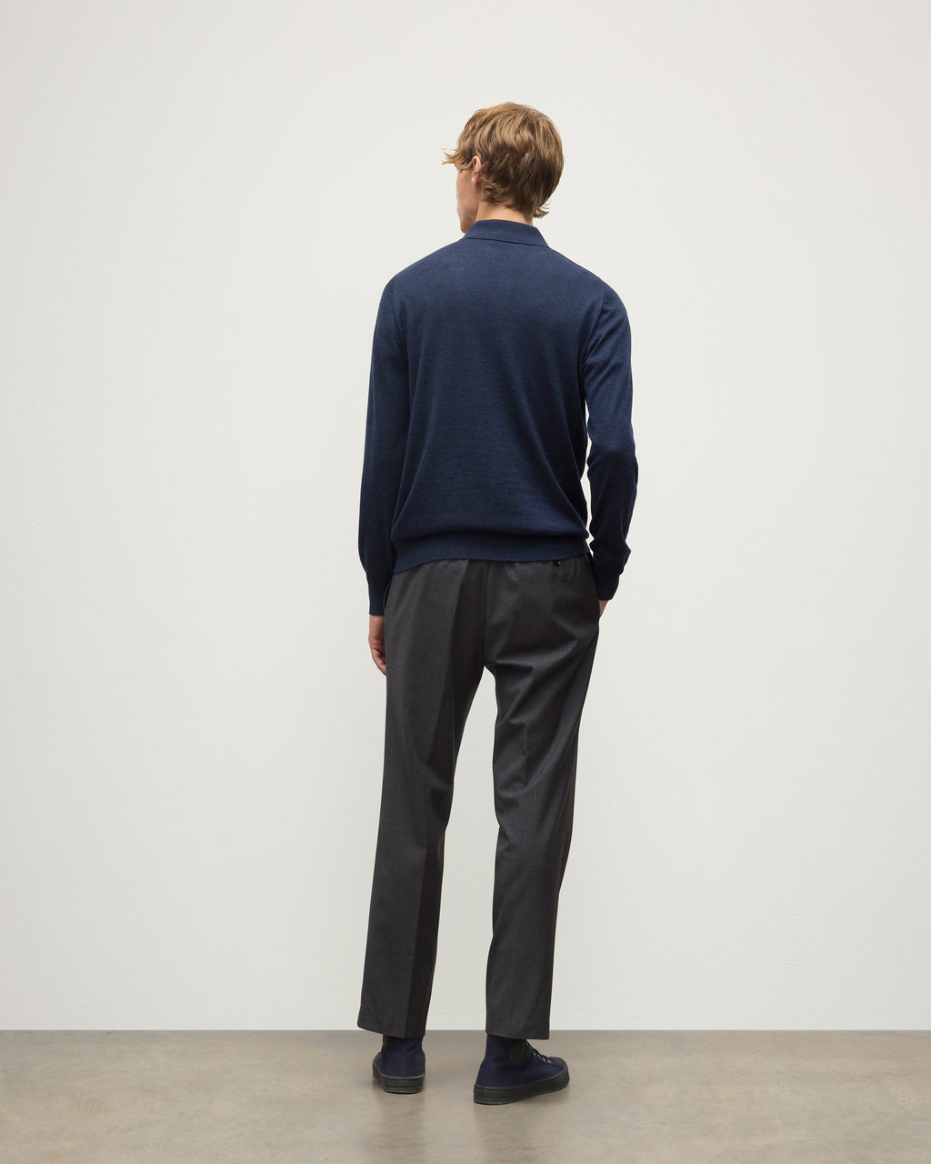 Johnstons of Elgin - Fin Navy Superfine Cashmere Polo Shirt
