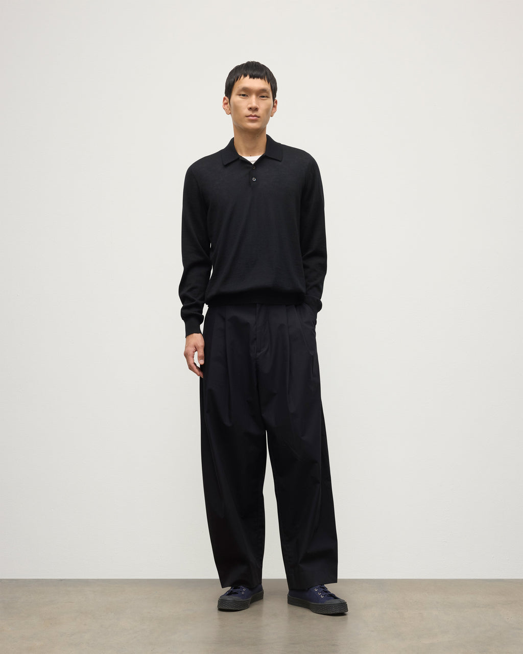 Johnstons of Elgin - Fin Black Superfine Cashmere Polo Shirt