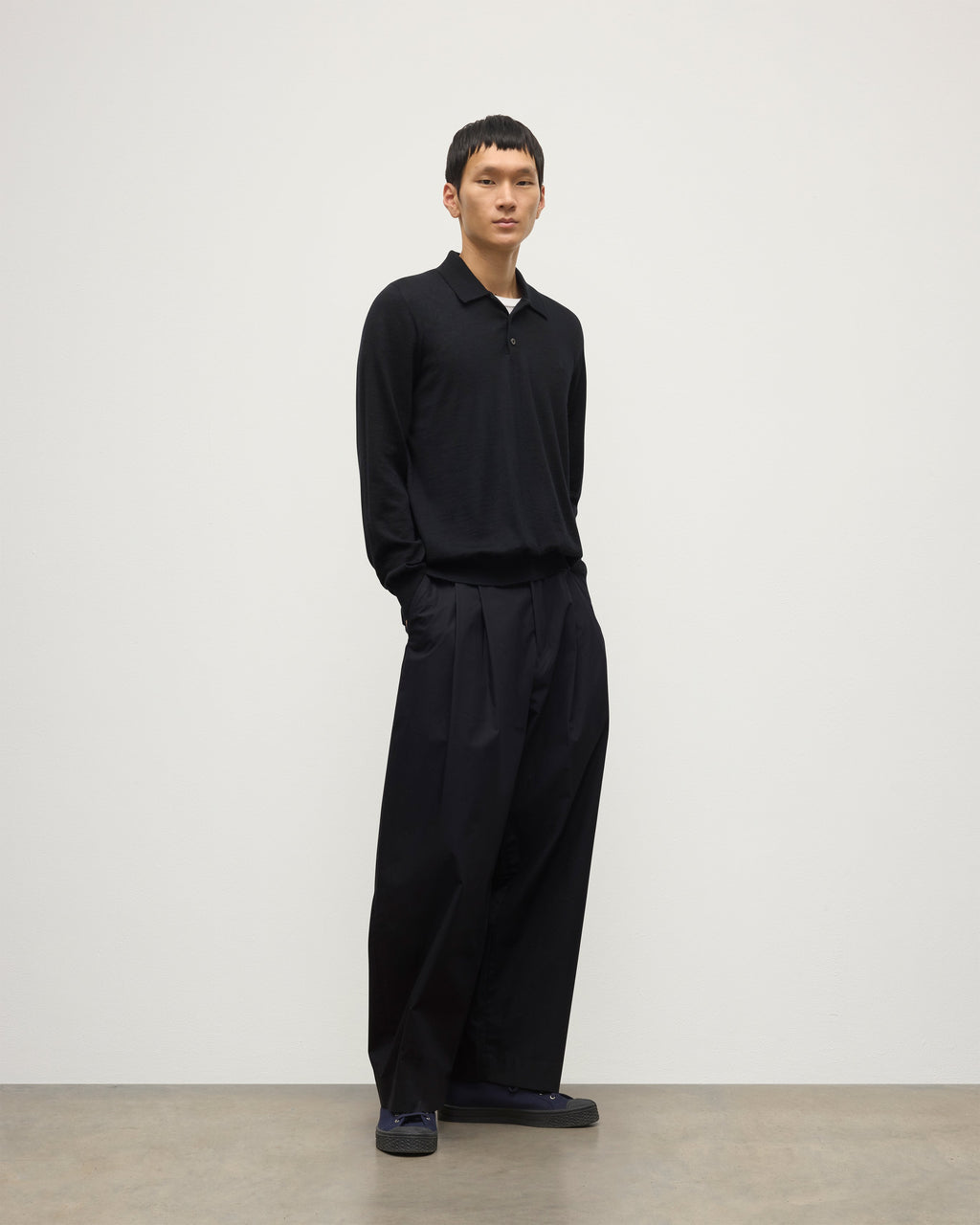 Johnstons of Elgin - Fin Black Superfine Cashmere Polo Shirt