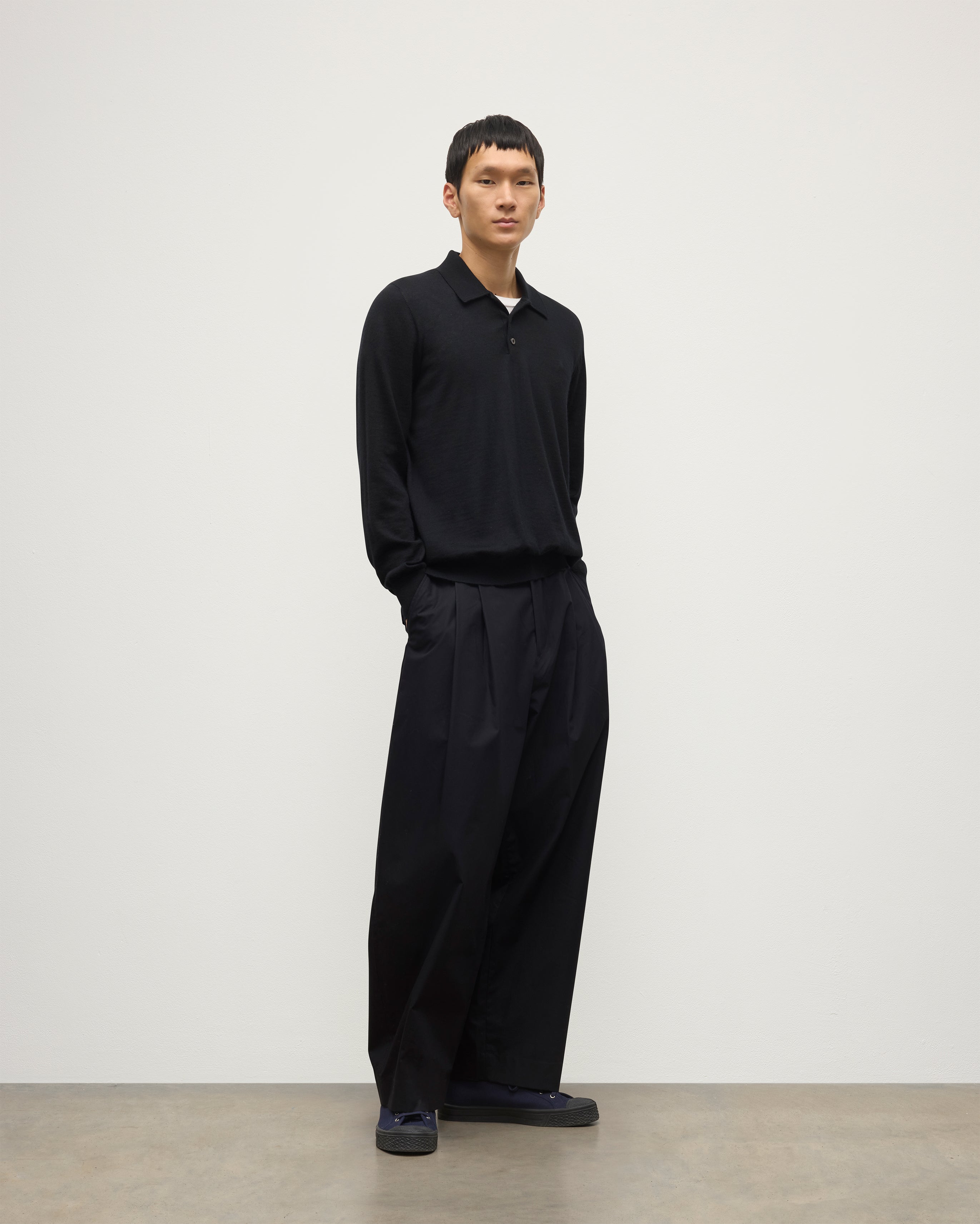 Johnstons of Elgin - Fin Black Superfine Cashmere Polo Shirt