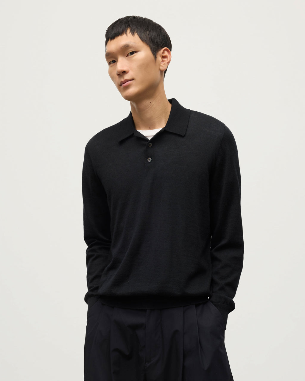 Johnstons of Elgin - Fin Black Superfine Cashmere Polo Shirt