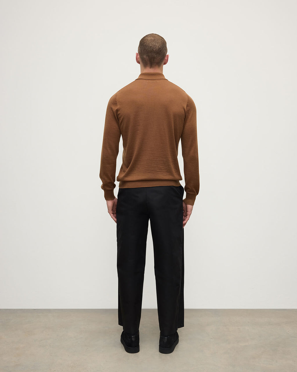 Johnstons of Elgin - Dark Camel Superfine Cashmere Polo Shirt
