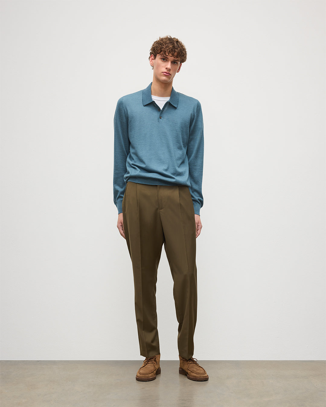 Johnstons of Elgin - Fin Blue Superfine Cashmere Polo Shirt