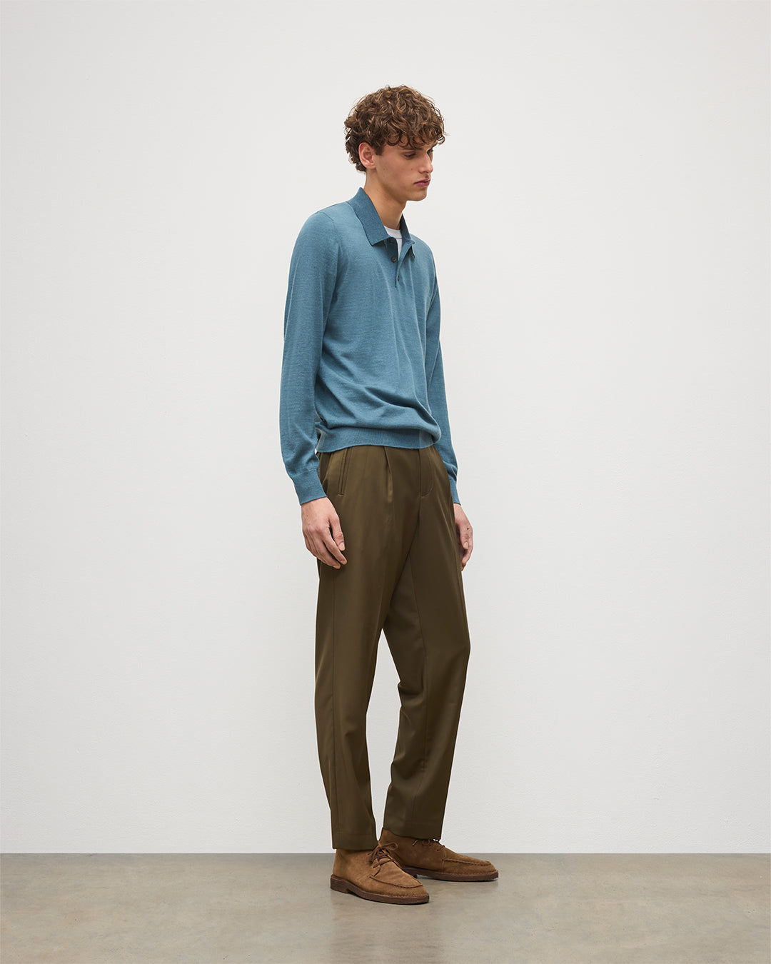 Johnstons of Elgin - Fin Blue Superfine Cashmere Polo Shirt