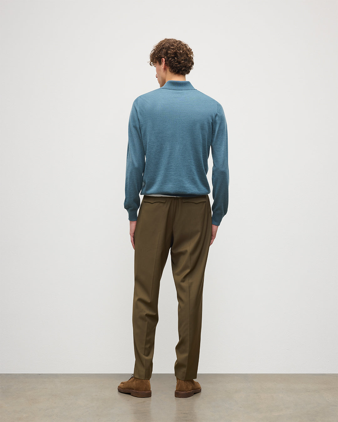 Johnstons of Elgin - Fin Blue Superfine Cashmere Polo Shirt