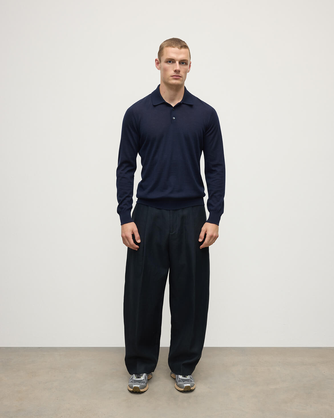 Johnstons of Elgin - Fin Dark Navy Superfine Cashmere Polo Shirt