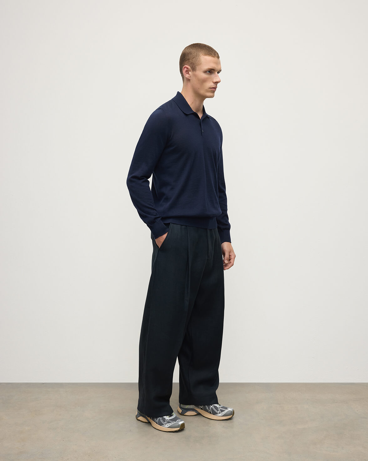 Johnstons of Elgin - Fin Dark Navy Superfine Cashmere Polo Shirt