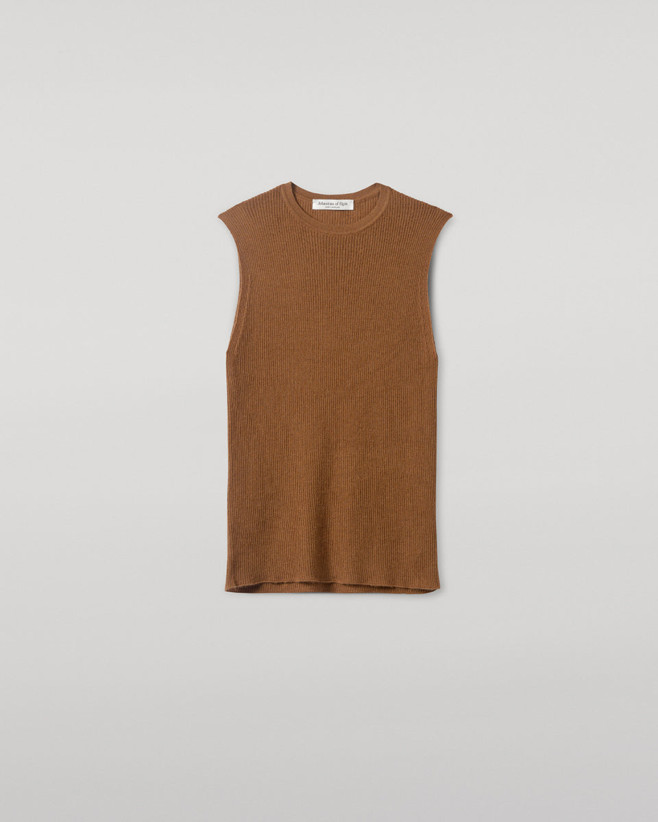 Johnstons of Elgin - Sleeveless Dark Camel Tank Top