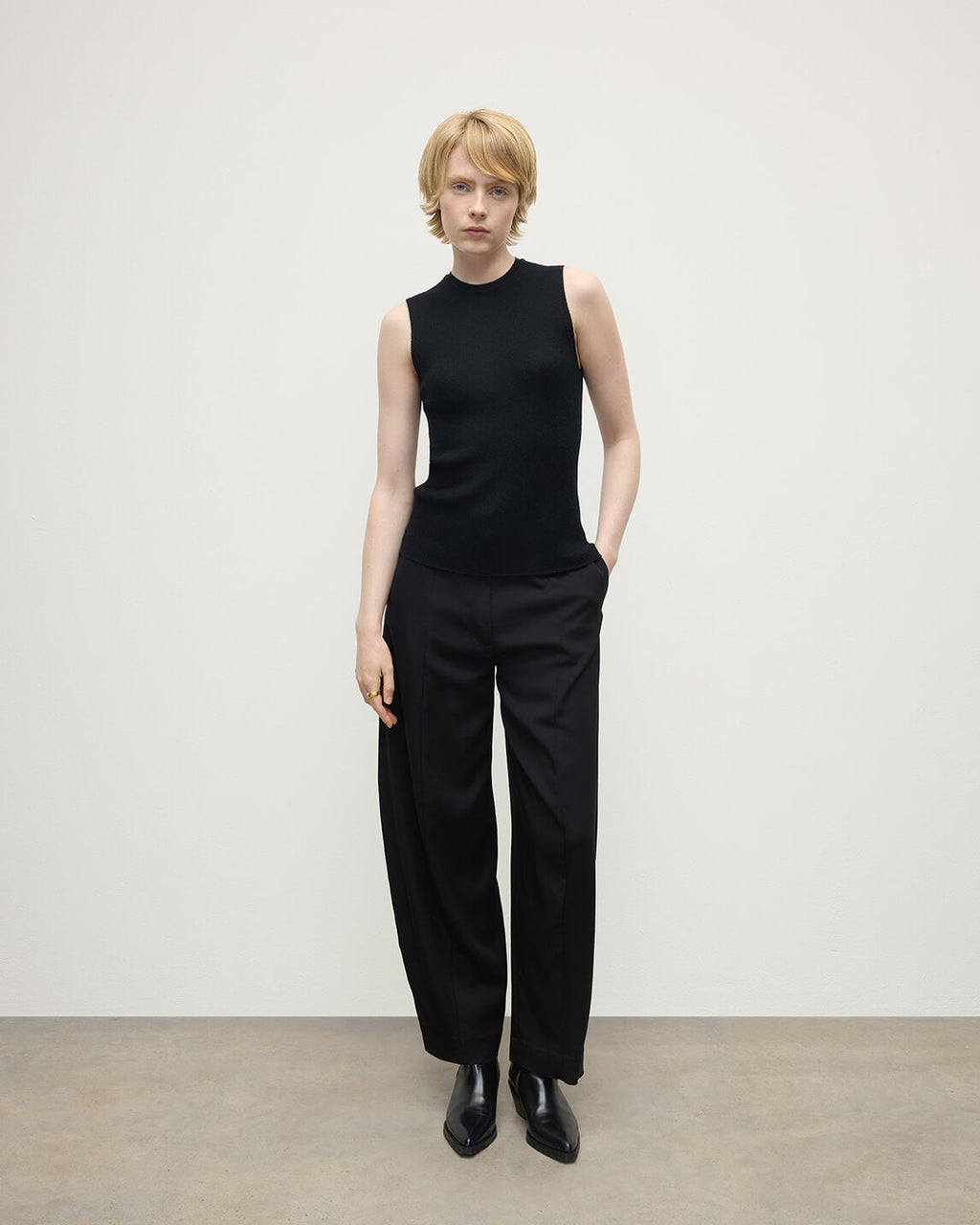 Johnstons of Elgin - Sleeveless Black Tank Top