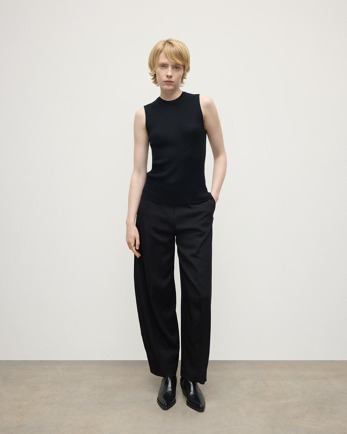 Johnstons of Elgin - Sleeveless Black Tank Top