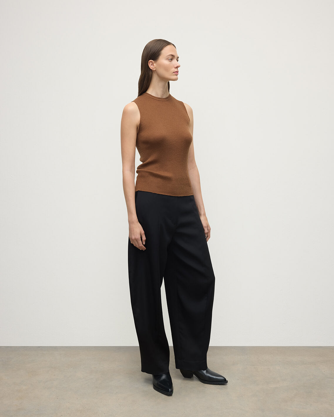 Johnstons of Elgin - Sleeveless Dark Camel Tank Top