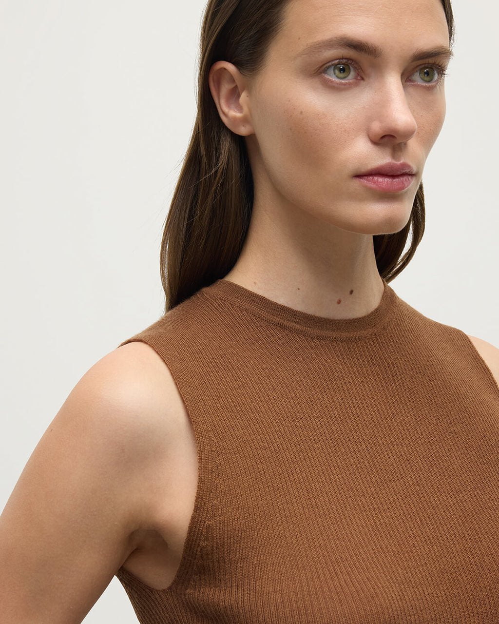 Johnstons of Elgin - Sleeveless Dark Camel Tank Top