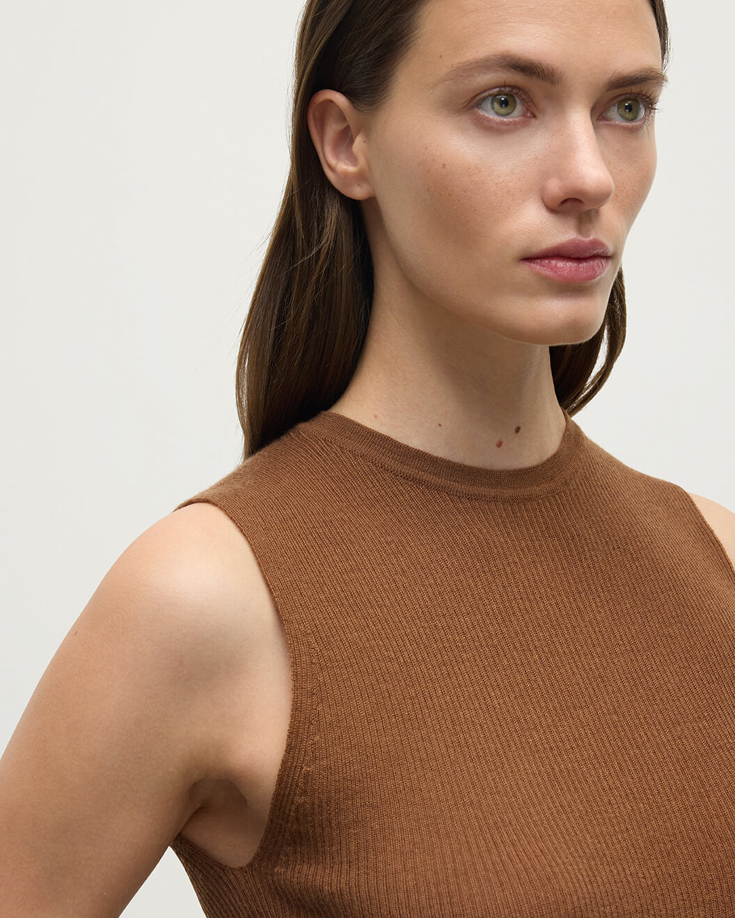 Johnstons of Elgin - Sleeveless Dark Camel Tank Top