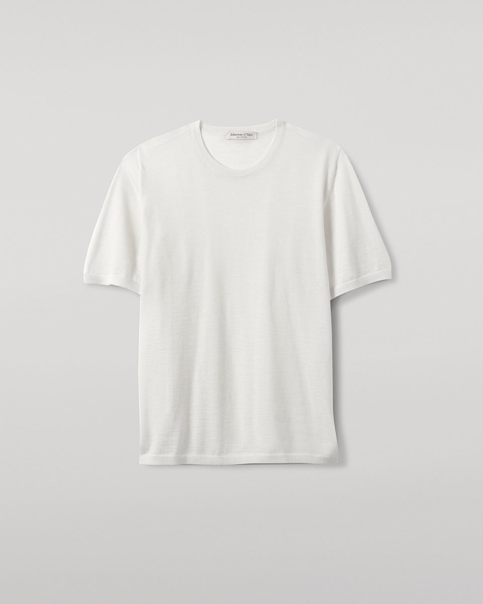 Johnstons of Elgin - Superfine Cashmere White T - Shirt