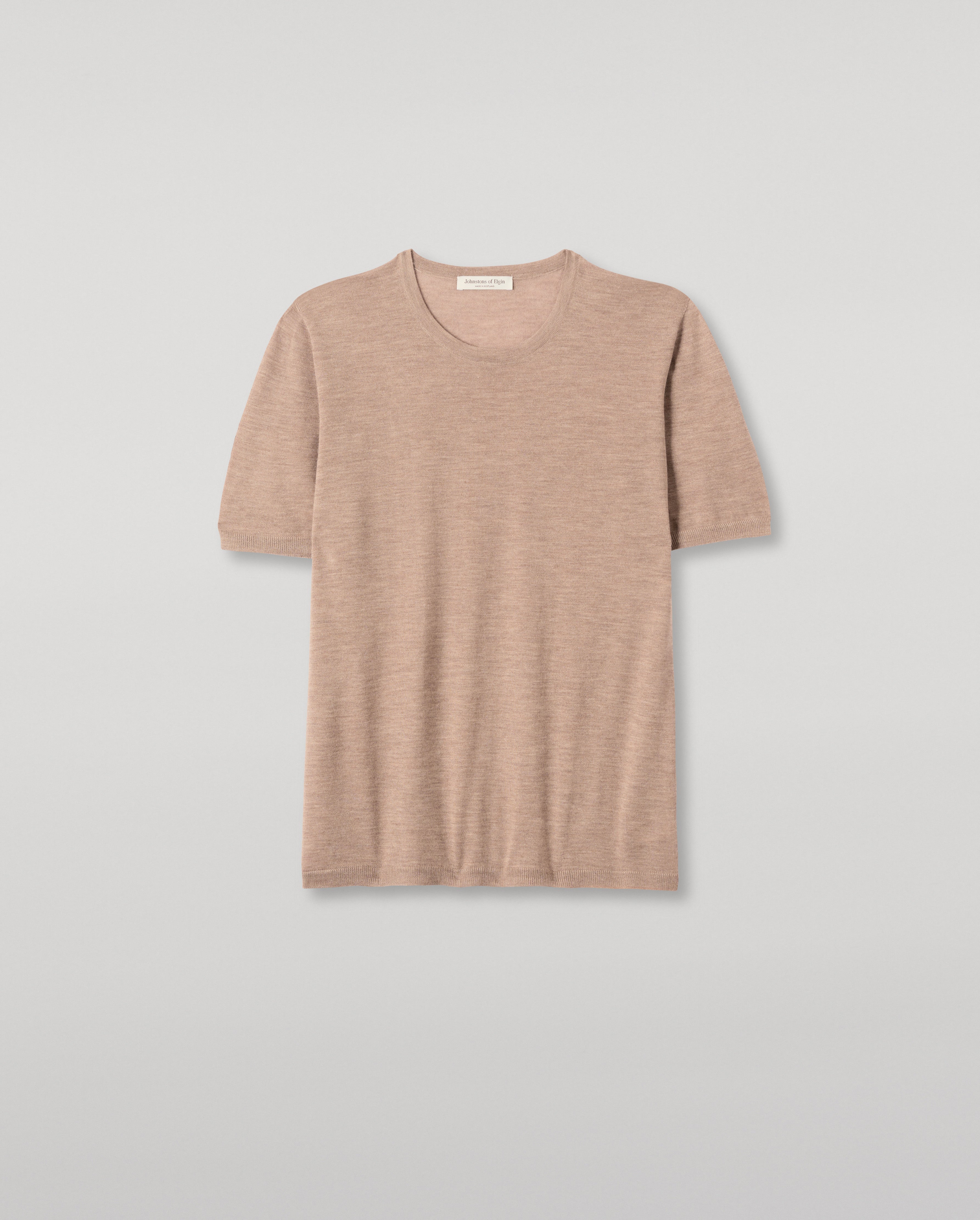 Johnstons of Elgin - Boyd Light Brown Superfine Cashmere T - Shirt