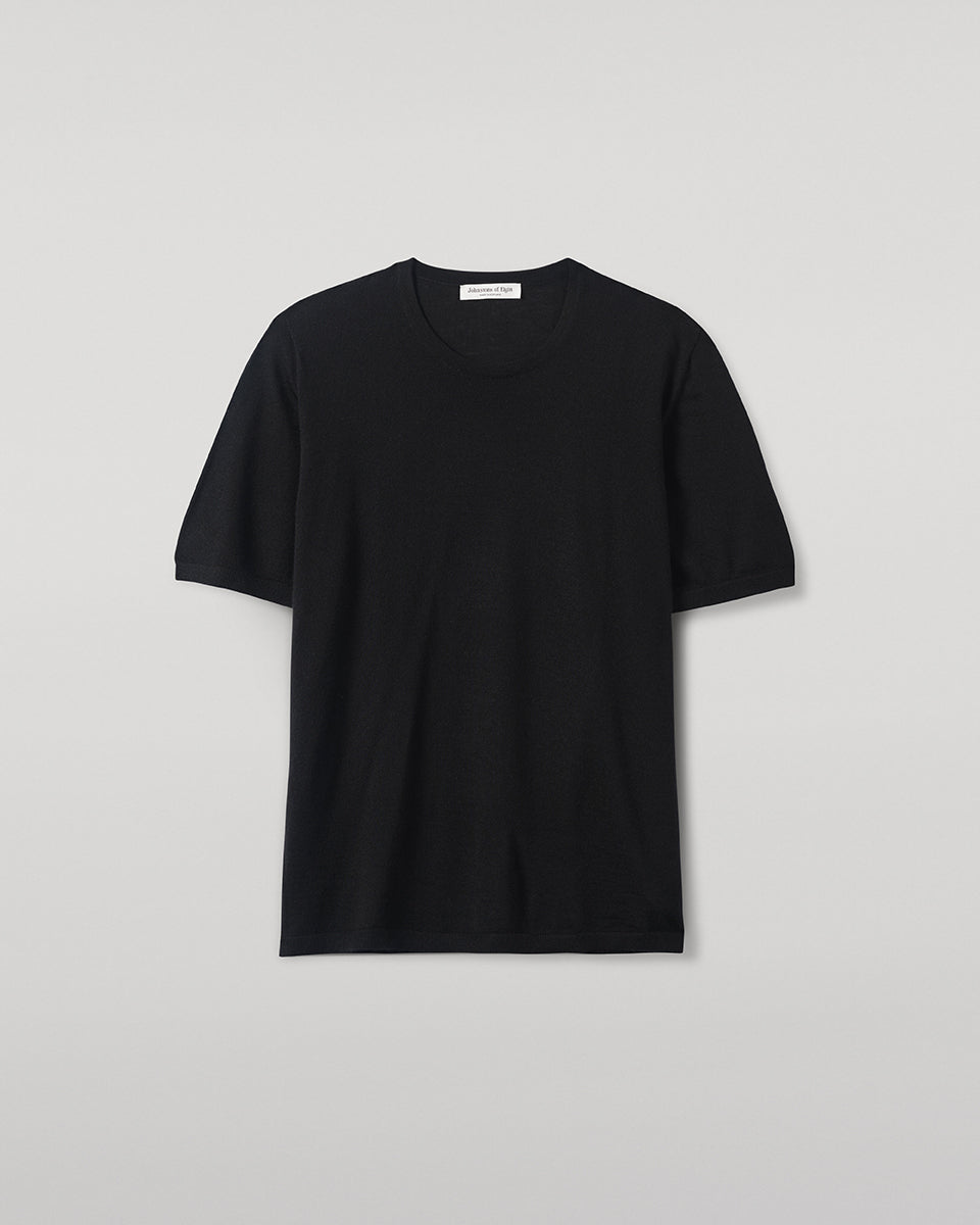 Johnstons of Elgin - Boyd Black Superfine Cashmere T - Shirt