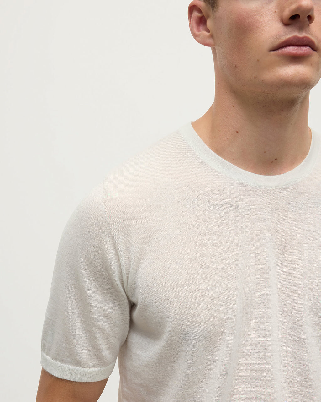 Johnstons of Elgin - Superfine Cashmere White T - Shirt