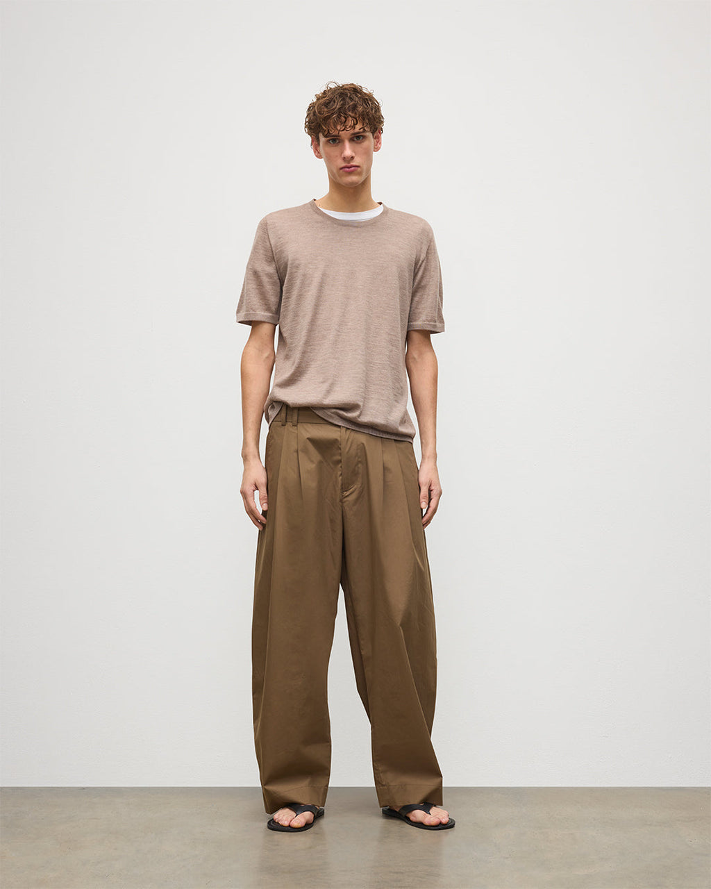 Johnstons of Elgin - Boyd Light Brown Superfine Cashmere T - Shirt