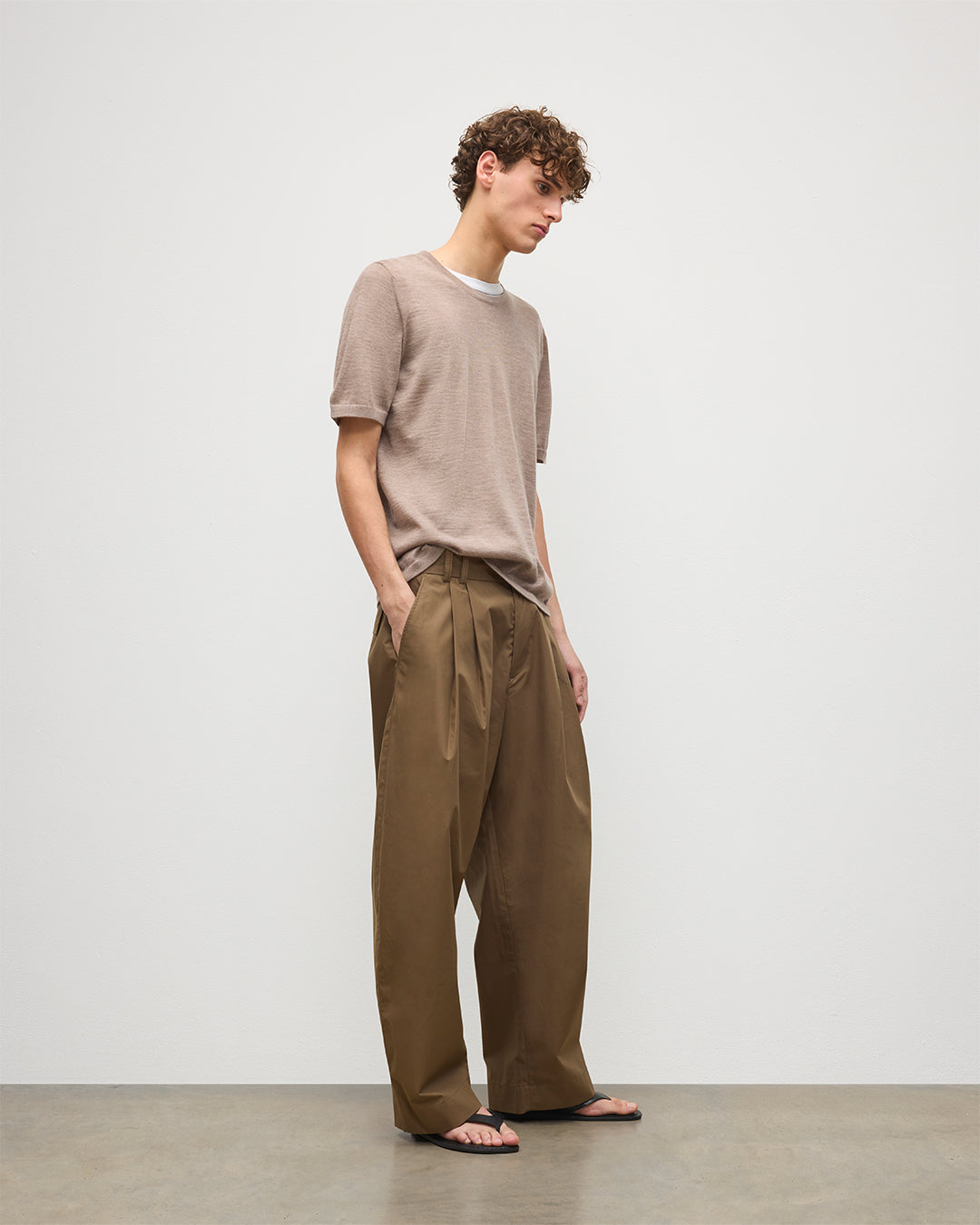 Johnstons of Elgin - Boyd Light Brown Superfine Cashmere T - Shirt
