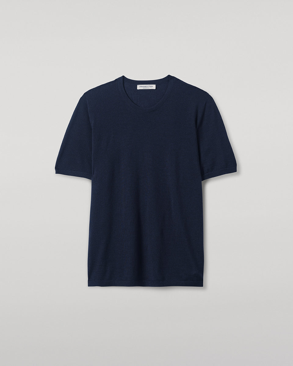 Johnstons of Elgin - Dark Navy Superfine Cashmere T - Shirt