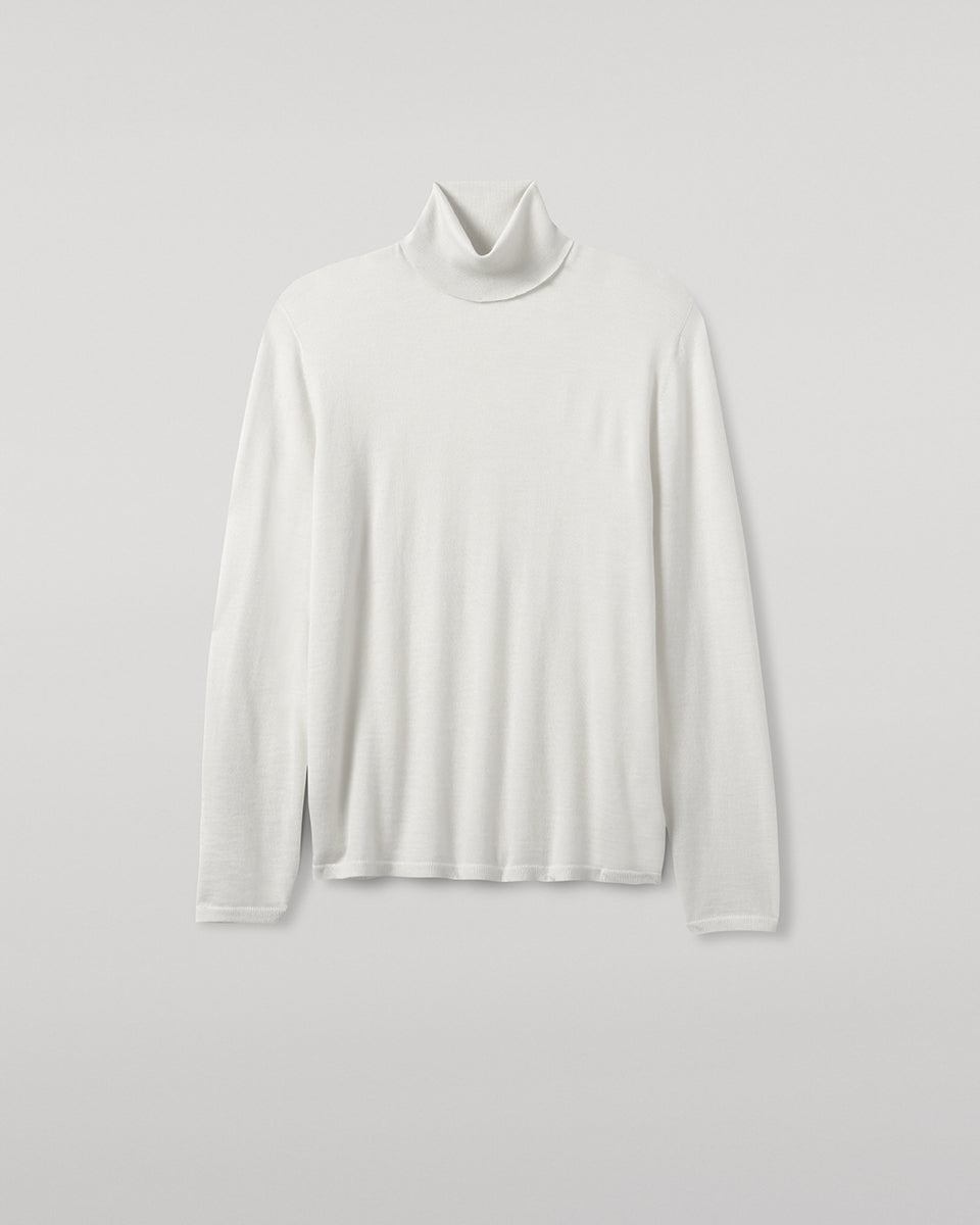 Johnstons of Elgin - Superfine Cashmere White Roll Neck Jumper
