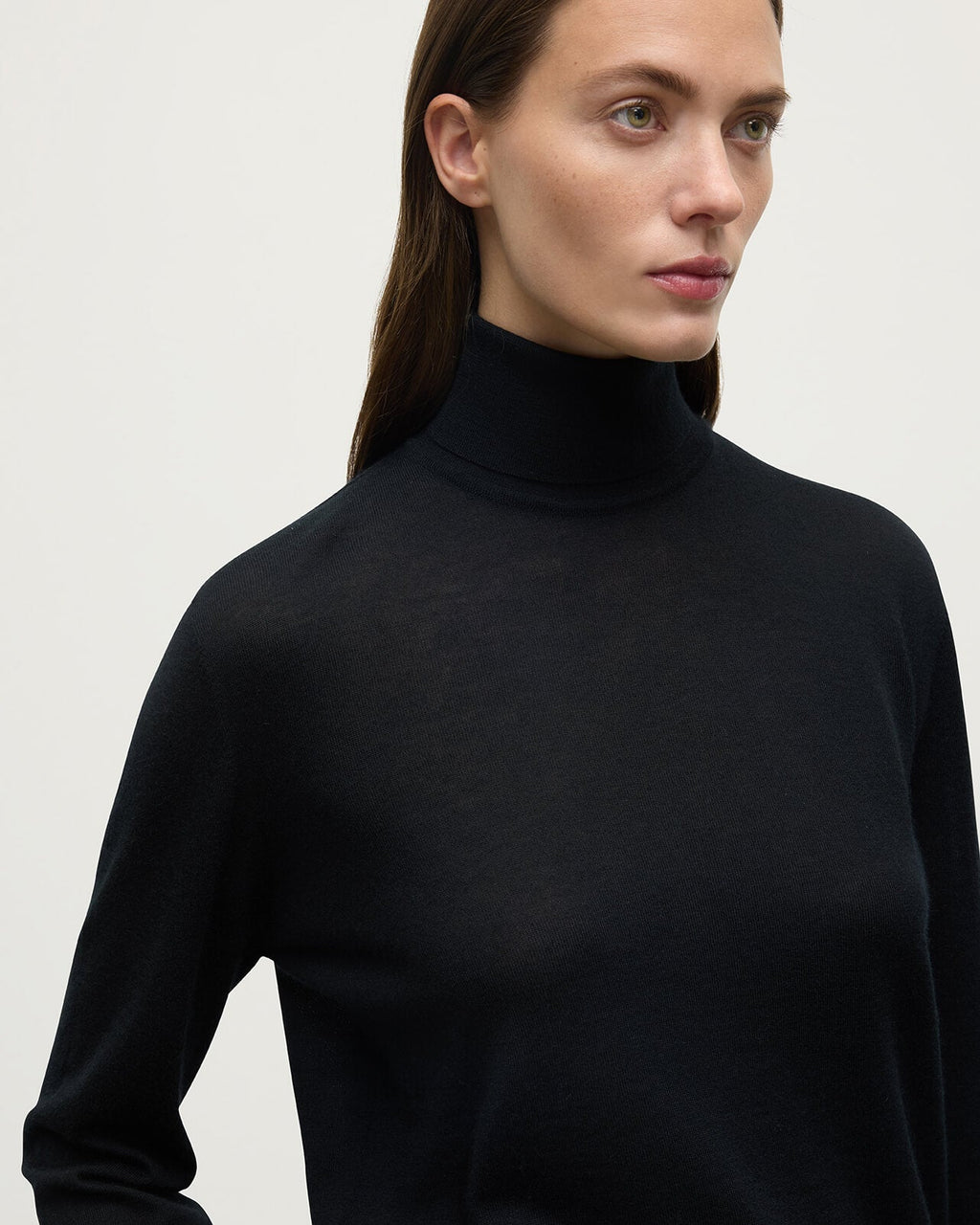Johnstons of Elgin - Superfine Cashmere Black Roll Neck Jumper