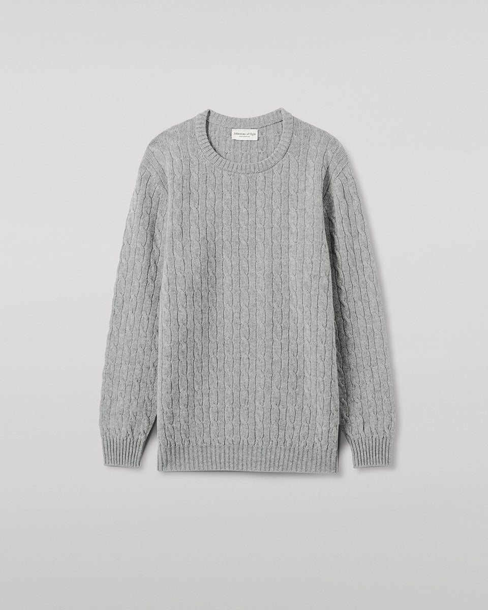 Johnstons of Elgin - Cable Knit Light Grey Cashmere Jumper