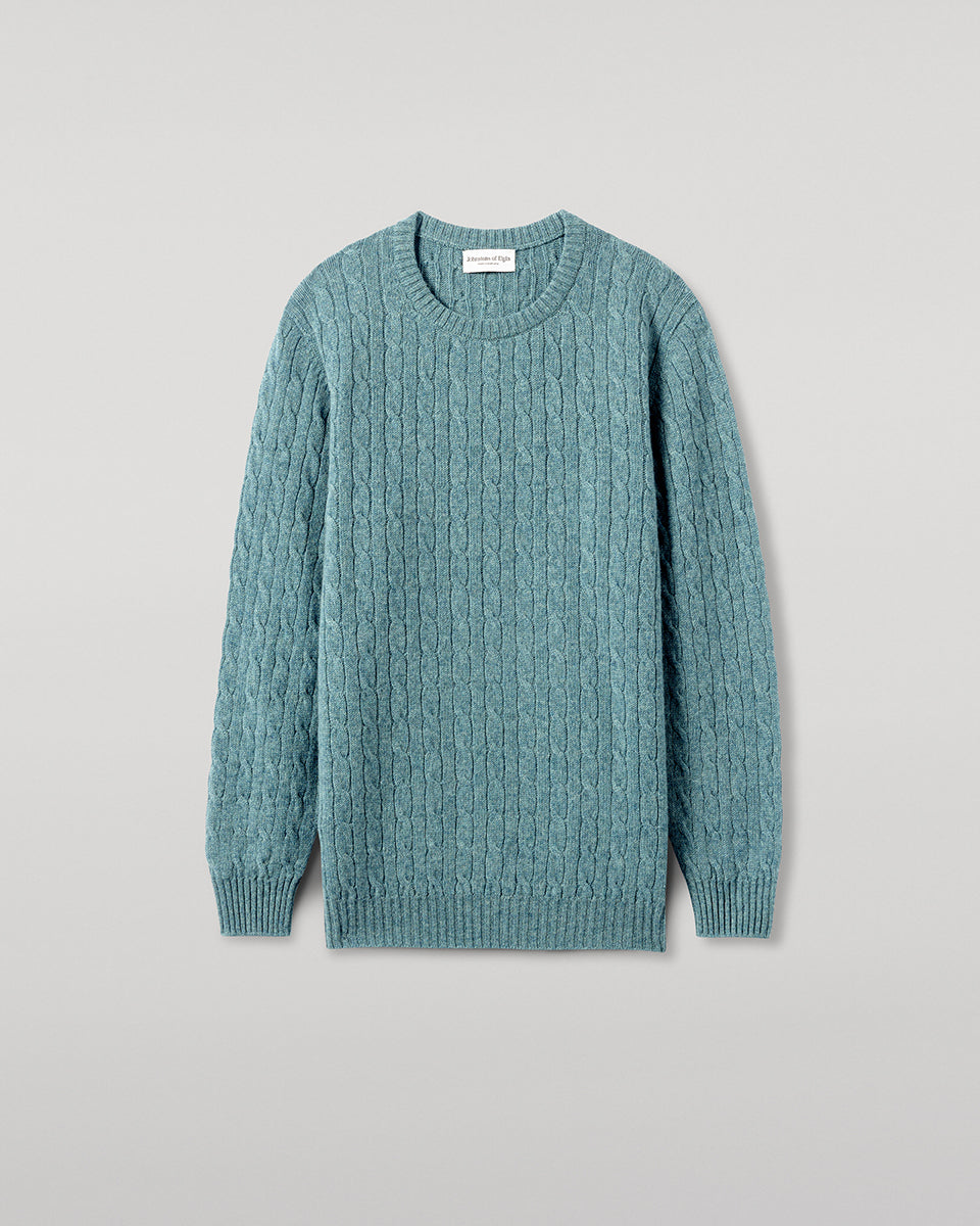 Johnstons of Elgin - Cable Knit Green Cashmere Jumper