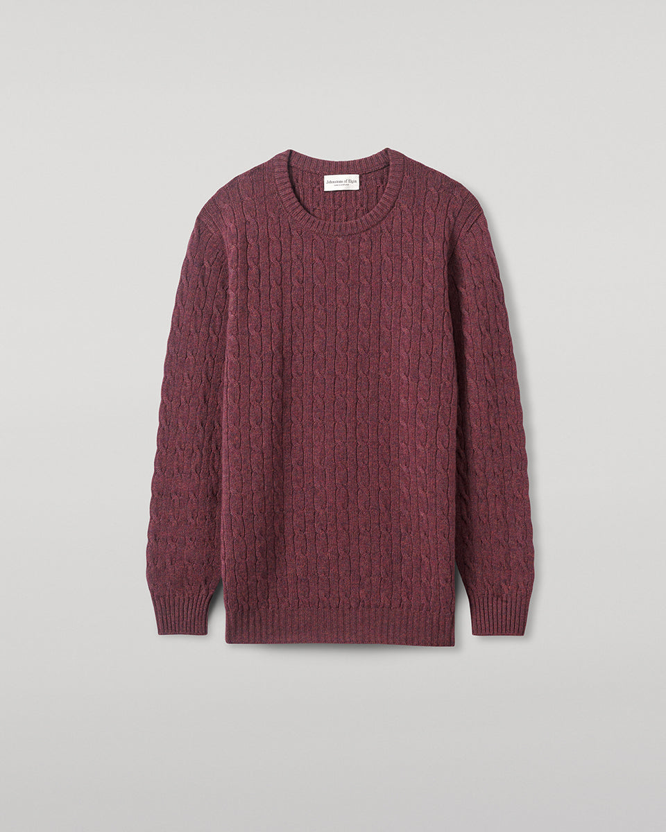 Johnstons of Elgin - Cable Knit Purple Cashmere Jumper