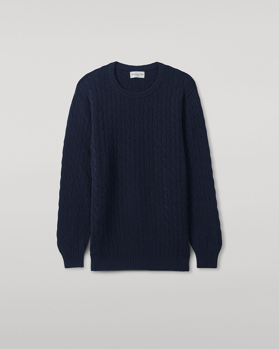 Johnstons of Elgin - Cable Knit Dark Navy Cashmere Jumper